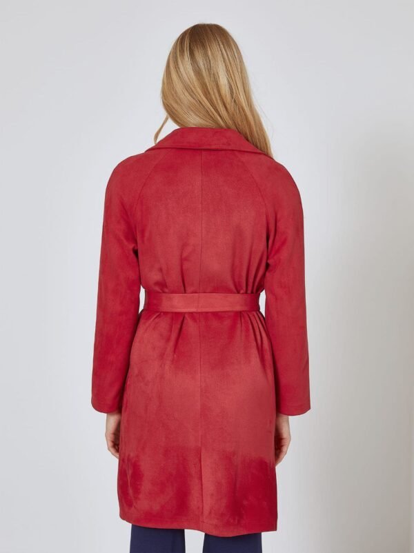 Coat Suede like with belt in red - Image 5